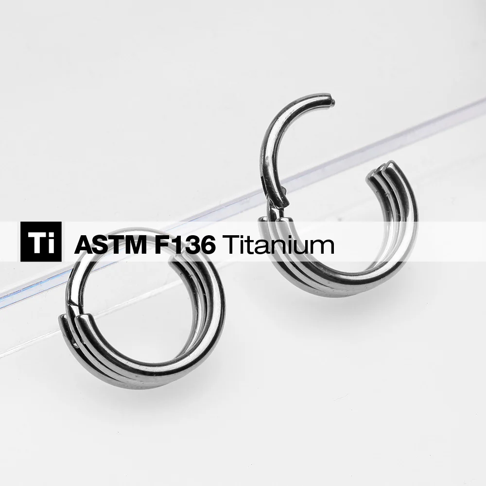 Implant Grade Titanium Triple Stack Hinged Segment Clicker Ring - Image 3