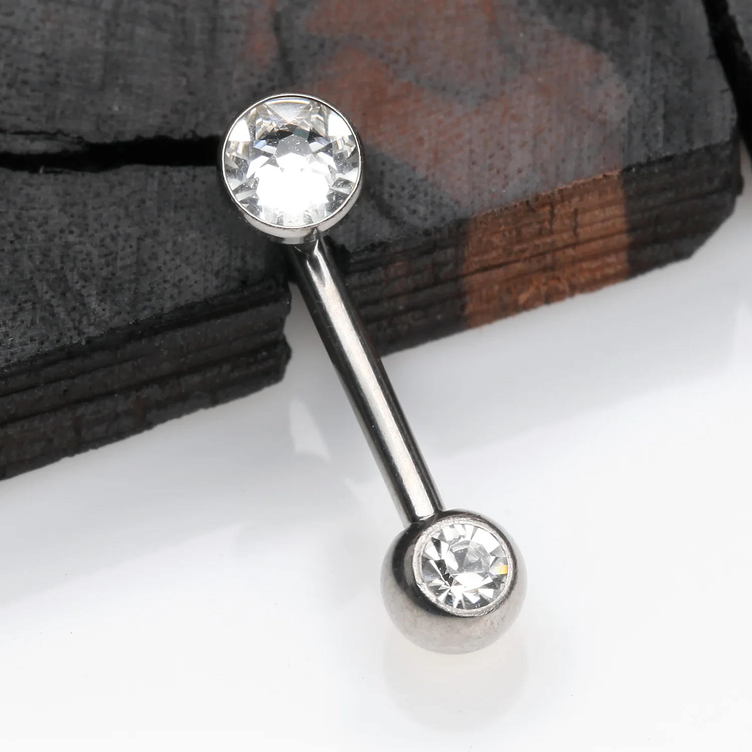 Implant Titanium Double Gem Sparkle Internally Threaded VCH Bent Barbell - Image 2