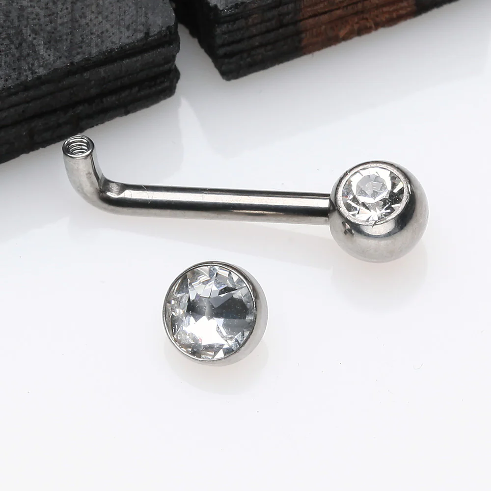 Implant Titanium Double Gem Sparkle Internally Threaded VCH Bent Barbell - Image 3