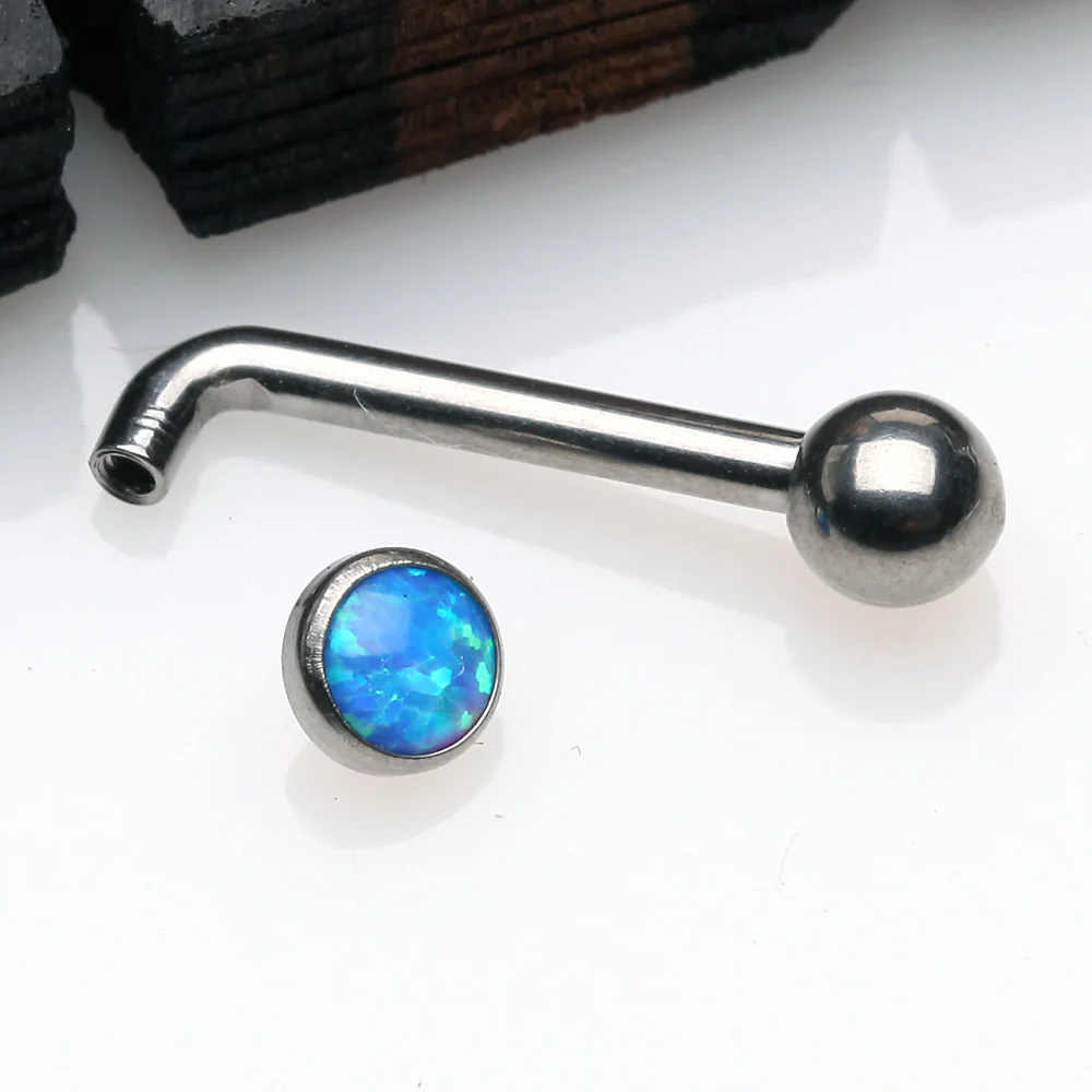 Implant Titanium Fire Opal Sparkle Internally Threaded VCH Bent Barbell - Image 3
