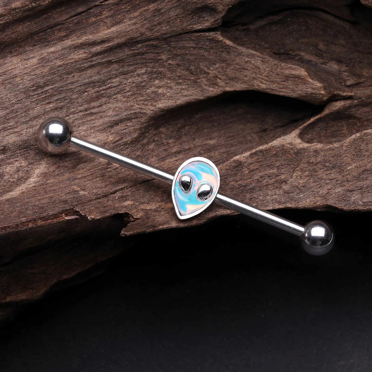 Iridescent Revo Alien Head Industrial Barbell - Image 2