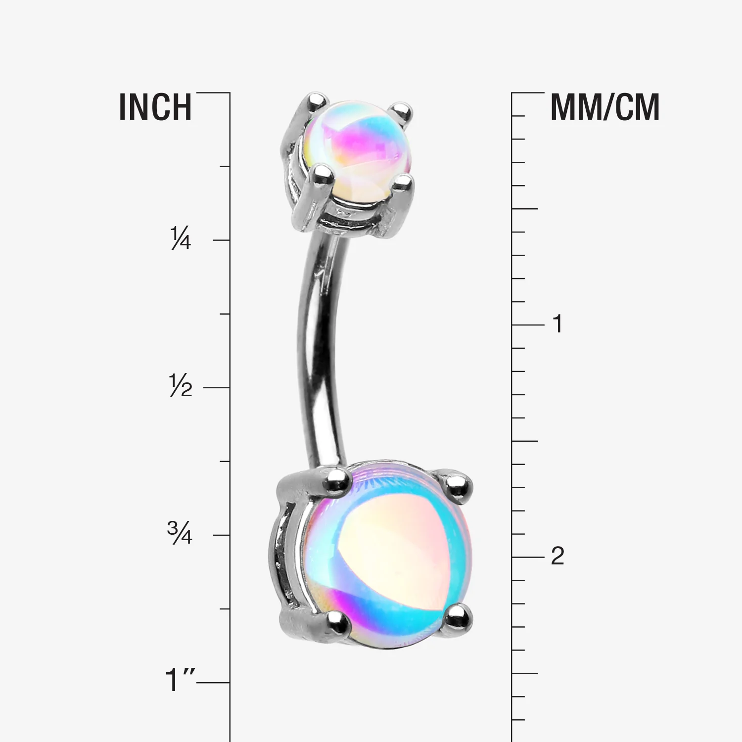 Iridescent Revo Sparkle Prong Set Belly Button Ring - Image 2