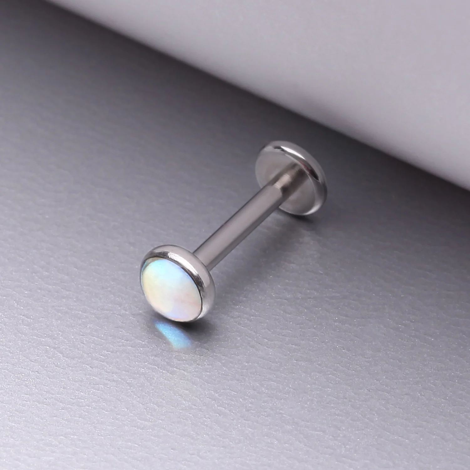 Iridescent Revo Sparkle Top Internally Threaded Steel Flat Back Stud Labret - Image 2