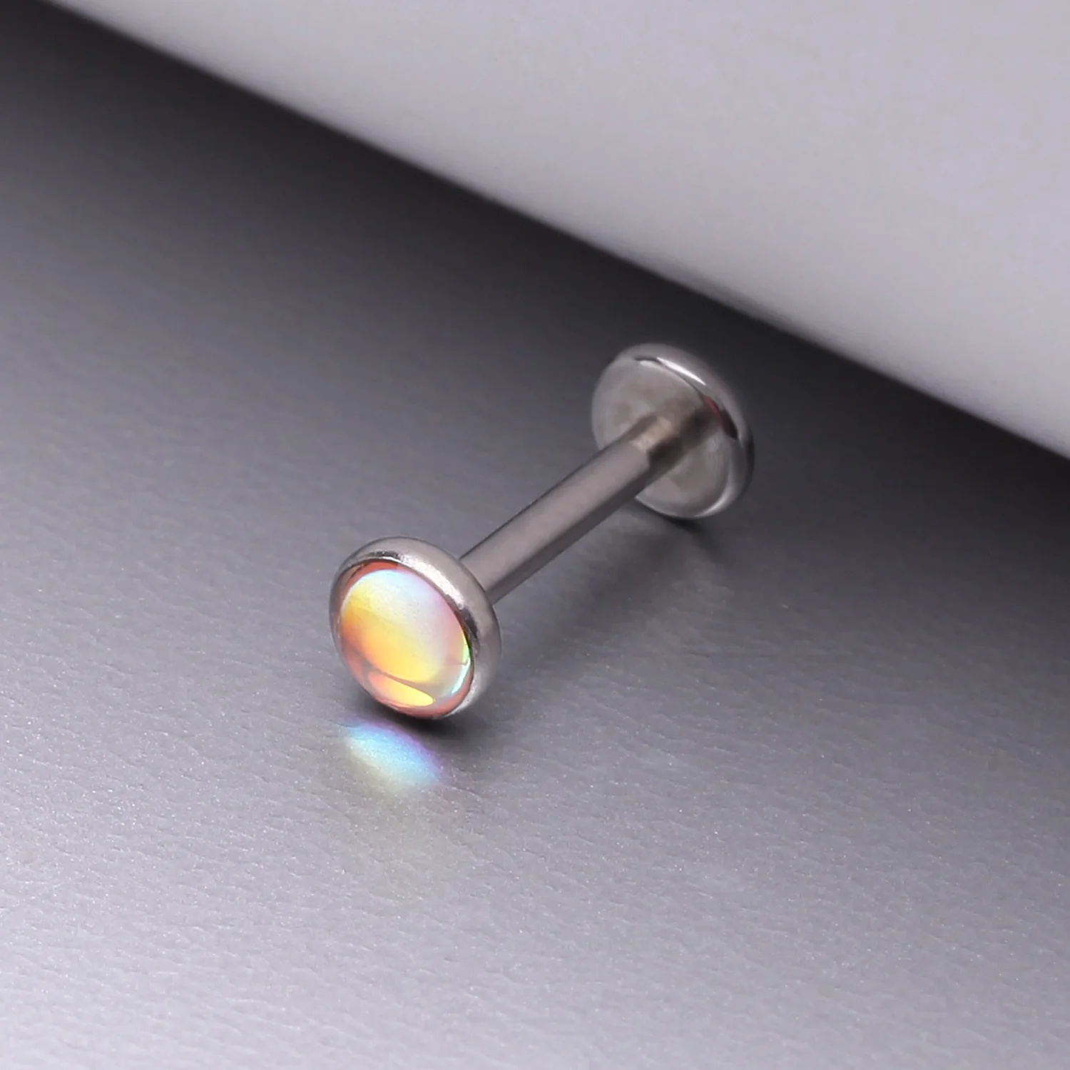 Iridescent Revo Sparkle Top Internally Threaded Steel Flat Back Stud Labret - Image 2