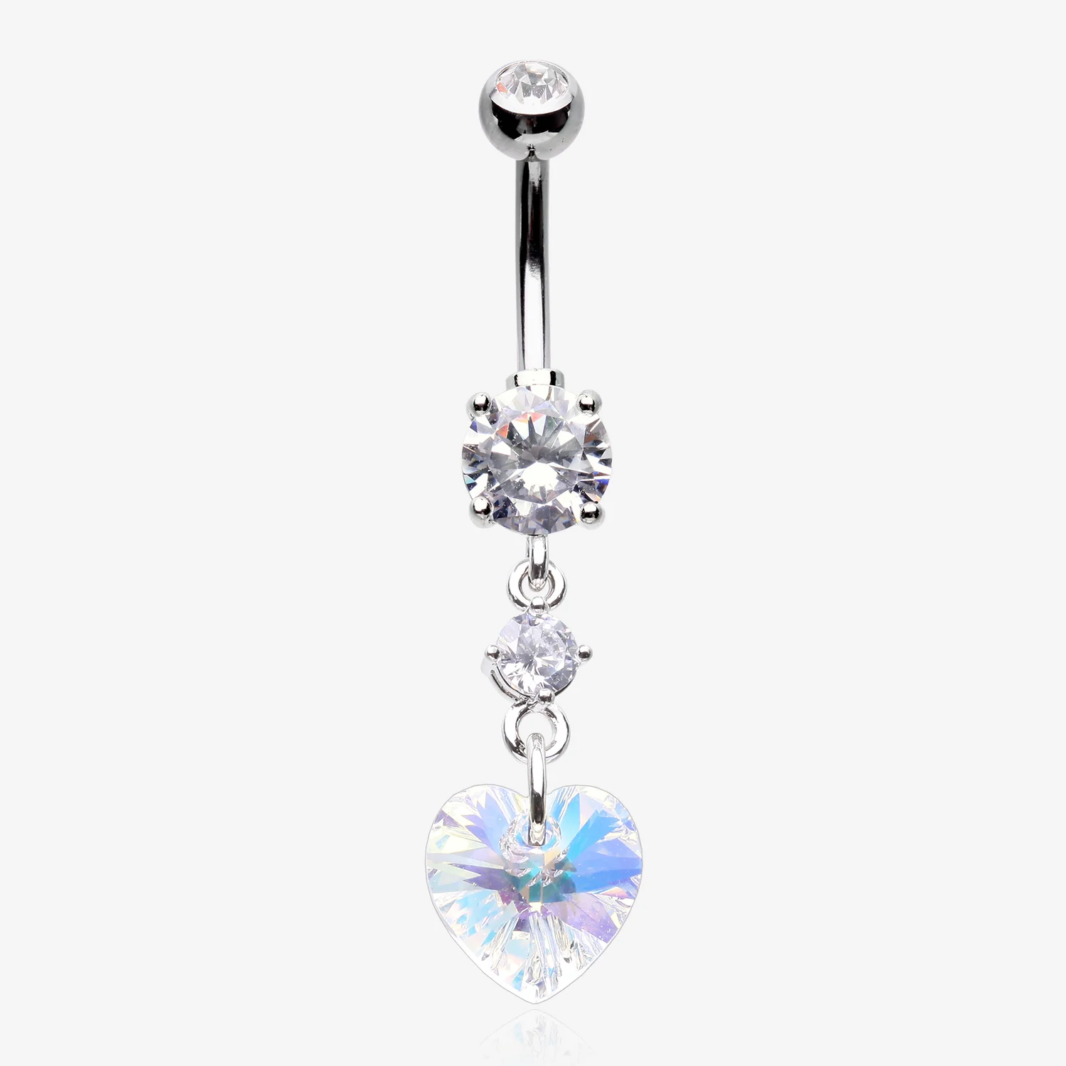 Iridescent Sparkle Heart Lumi Belly Button Ring