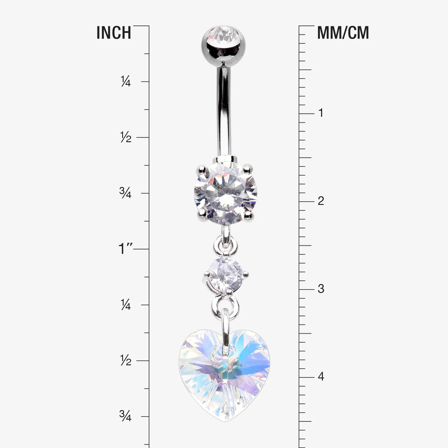 Iridescent Sparkle Heart Lumi Belly Button Ring - Image 2