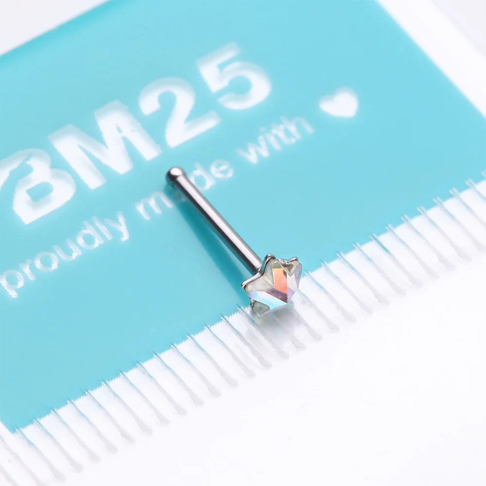 Iridescent Star Sparkle Gem Nose Stud Ring - Image 5