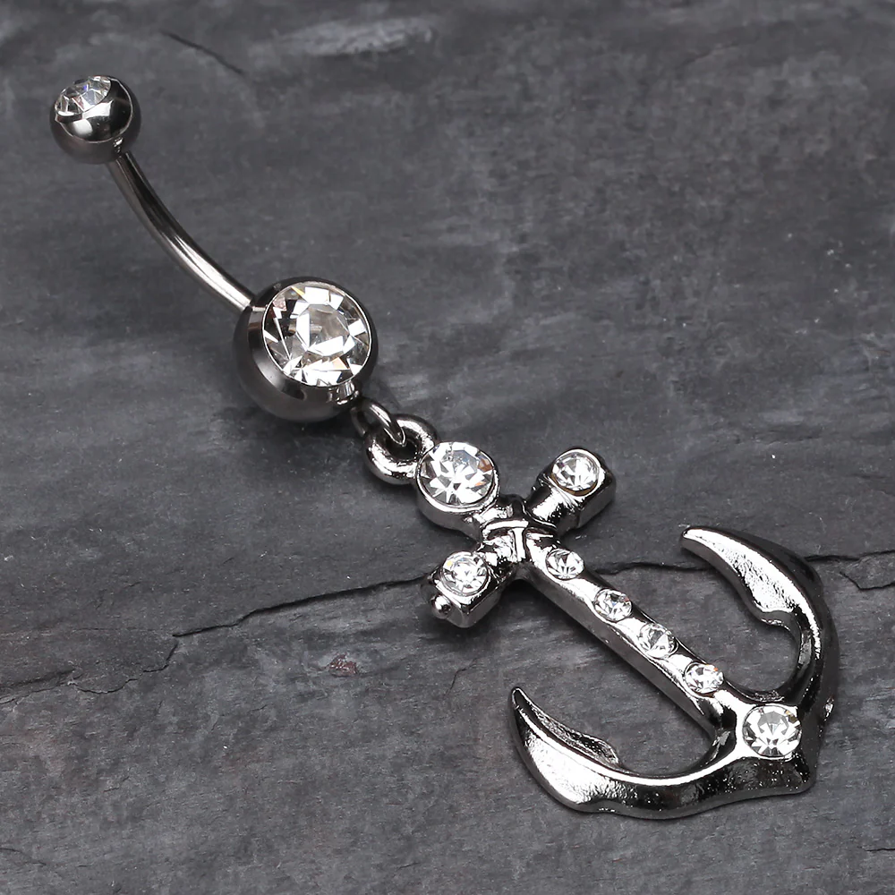 Jeweled Anchor Belly Ring - Image 3