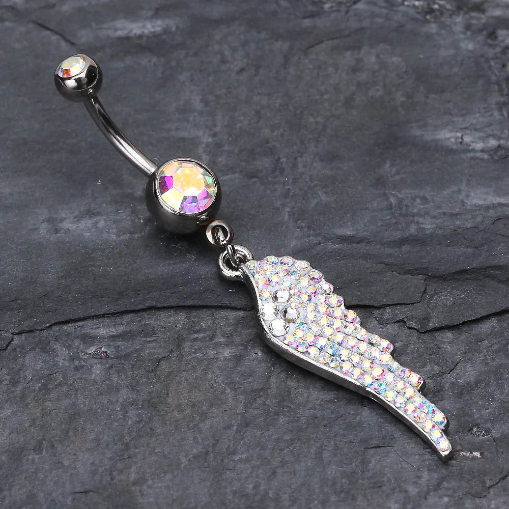 Jeweled Angel Wing Sparkle Belly Ring - Image 3
