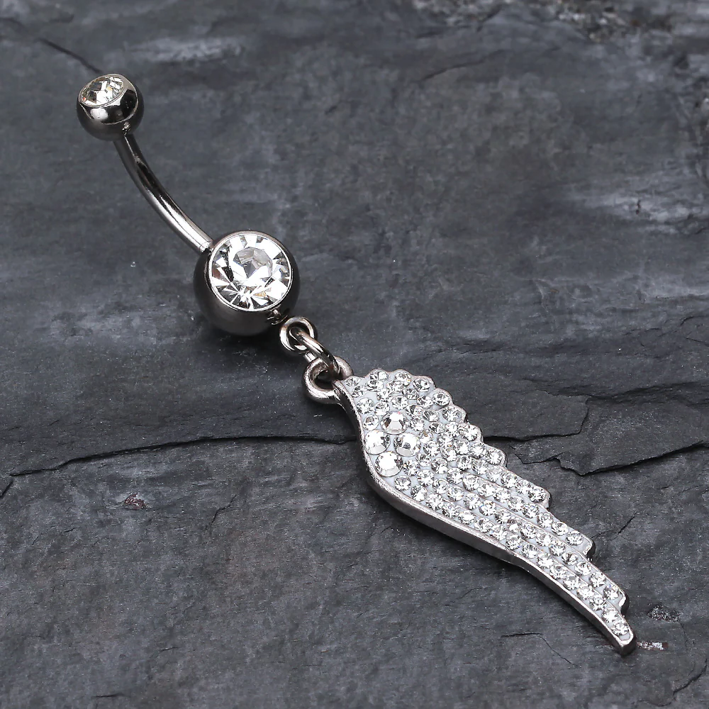 Jeweled Angel Wing Sparkle Belly Ring - Image 3