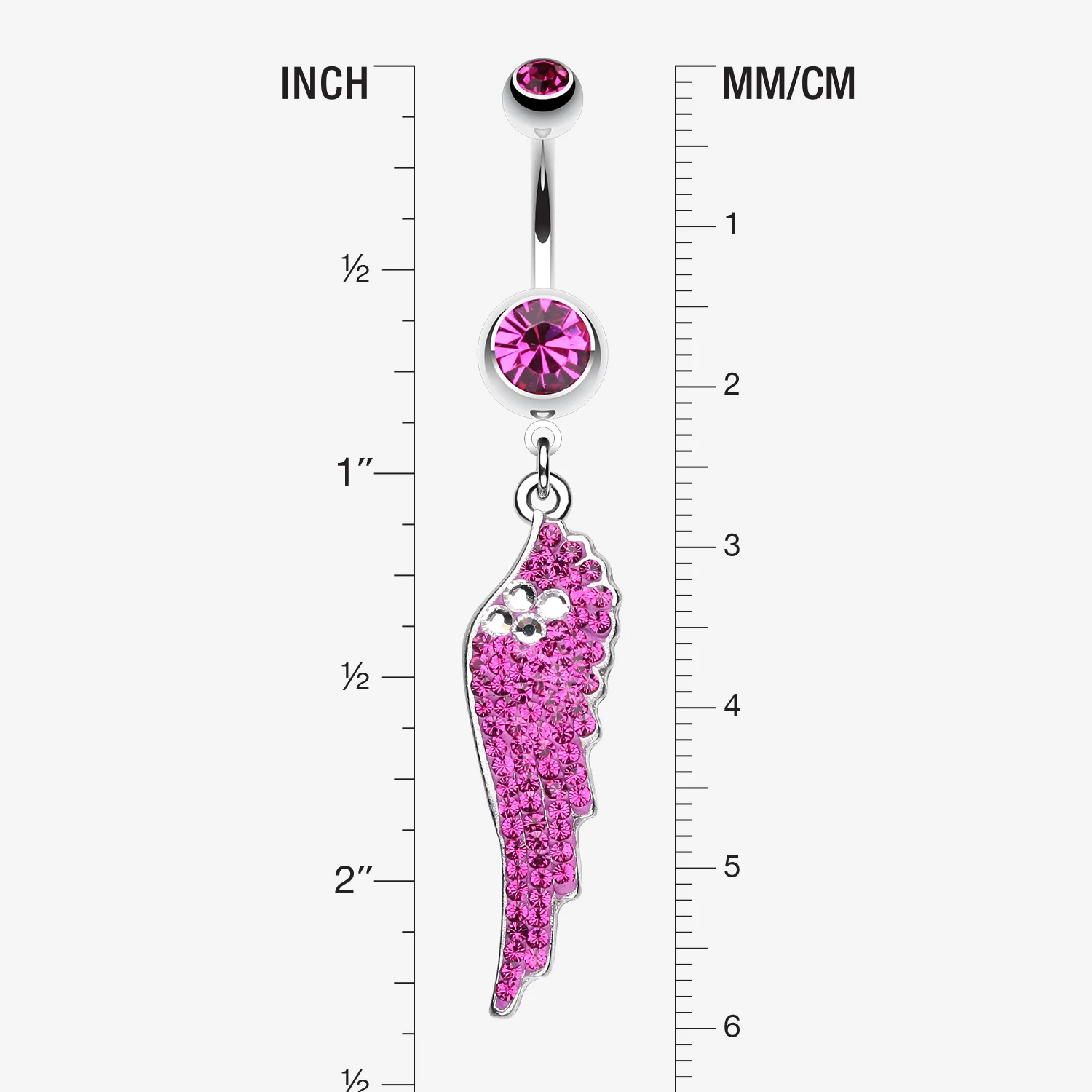 Jeweled Angel Wing Sparkle Belly Ring - Image 2