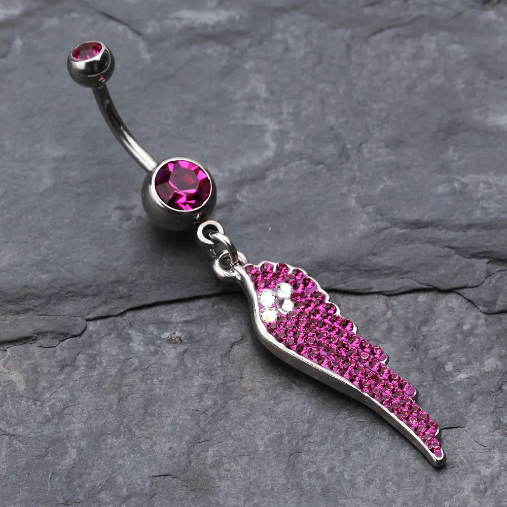 Jeweled Angel Wing Sparkle Belly Ring - Image 3