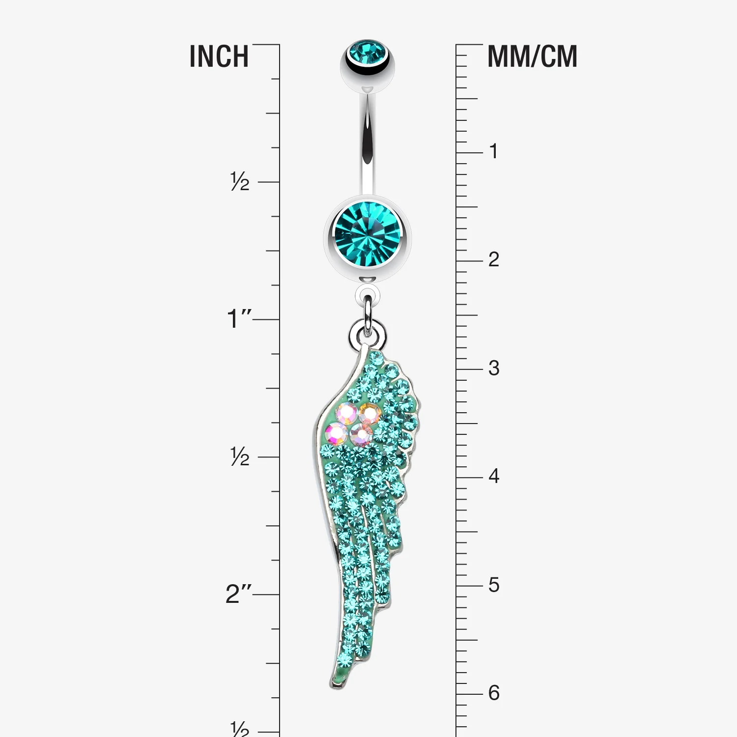 Jeweled Angel Wing Sparkle Belly Ring - Image 2