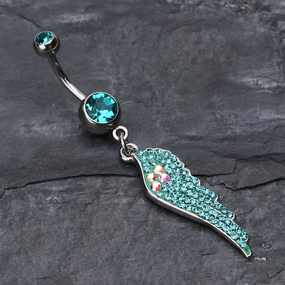 Jeweled Angel Wing Sparkle Belly Ring - Image 3