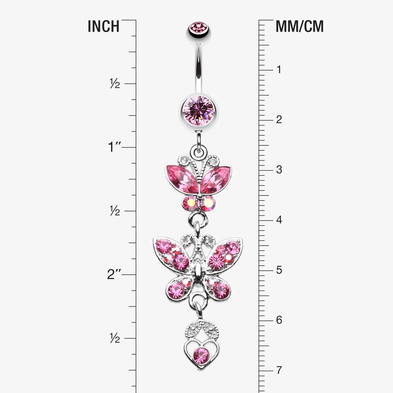 Jeweled Butterflies Belly Button Rings - Image 2