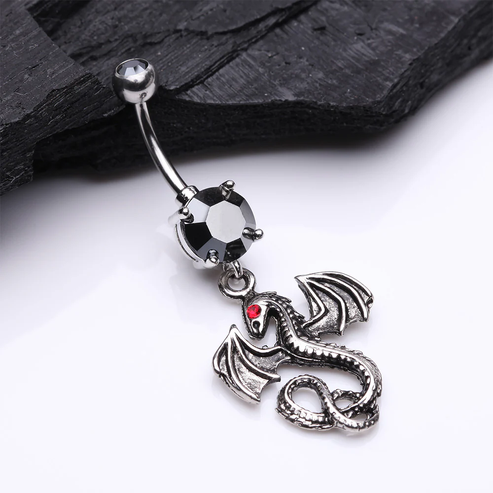 Jeweled Eye Dragon Belly Button Ring - Image 3