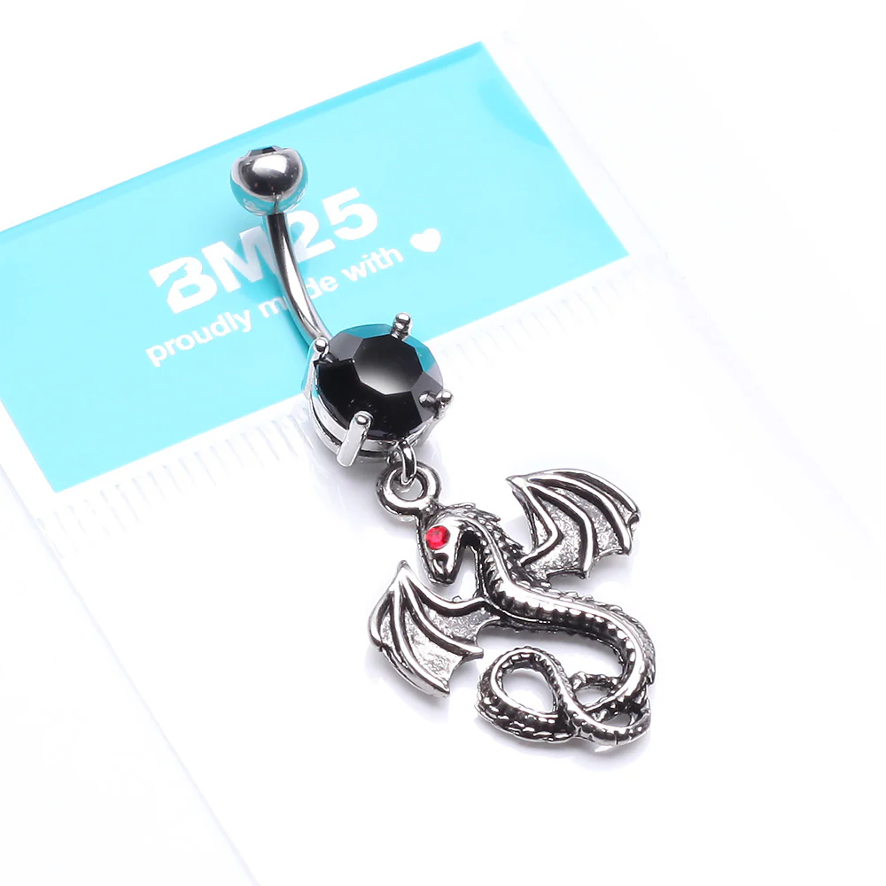 Jeweled Eye Dragon Belly Button Ring - Image 5