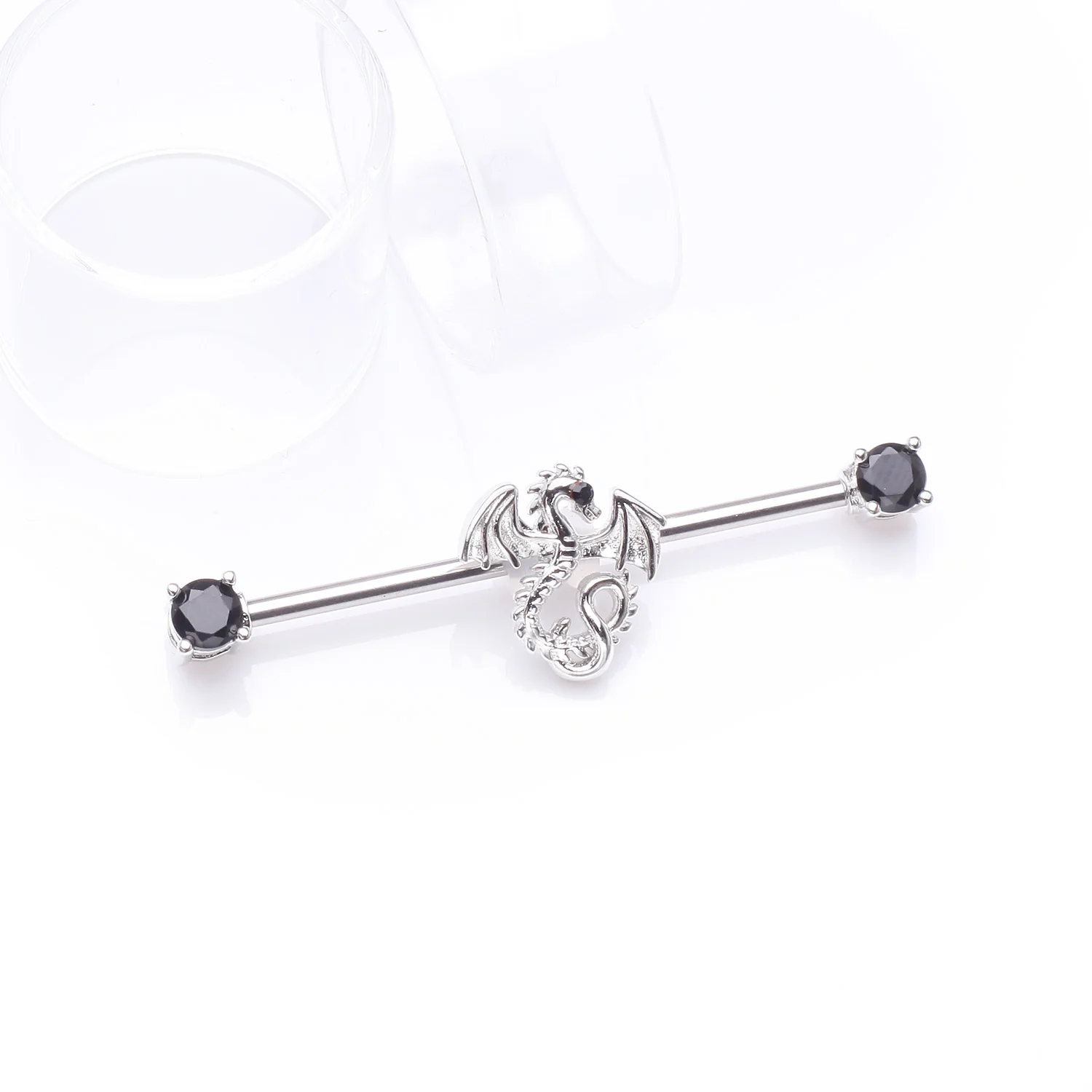 Jeweled Eye Dragon Sparkle Ends Industrial Barbell - Image 2