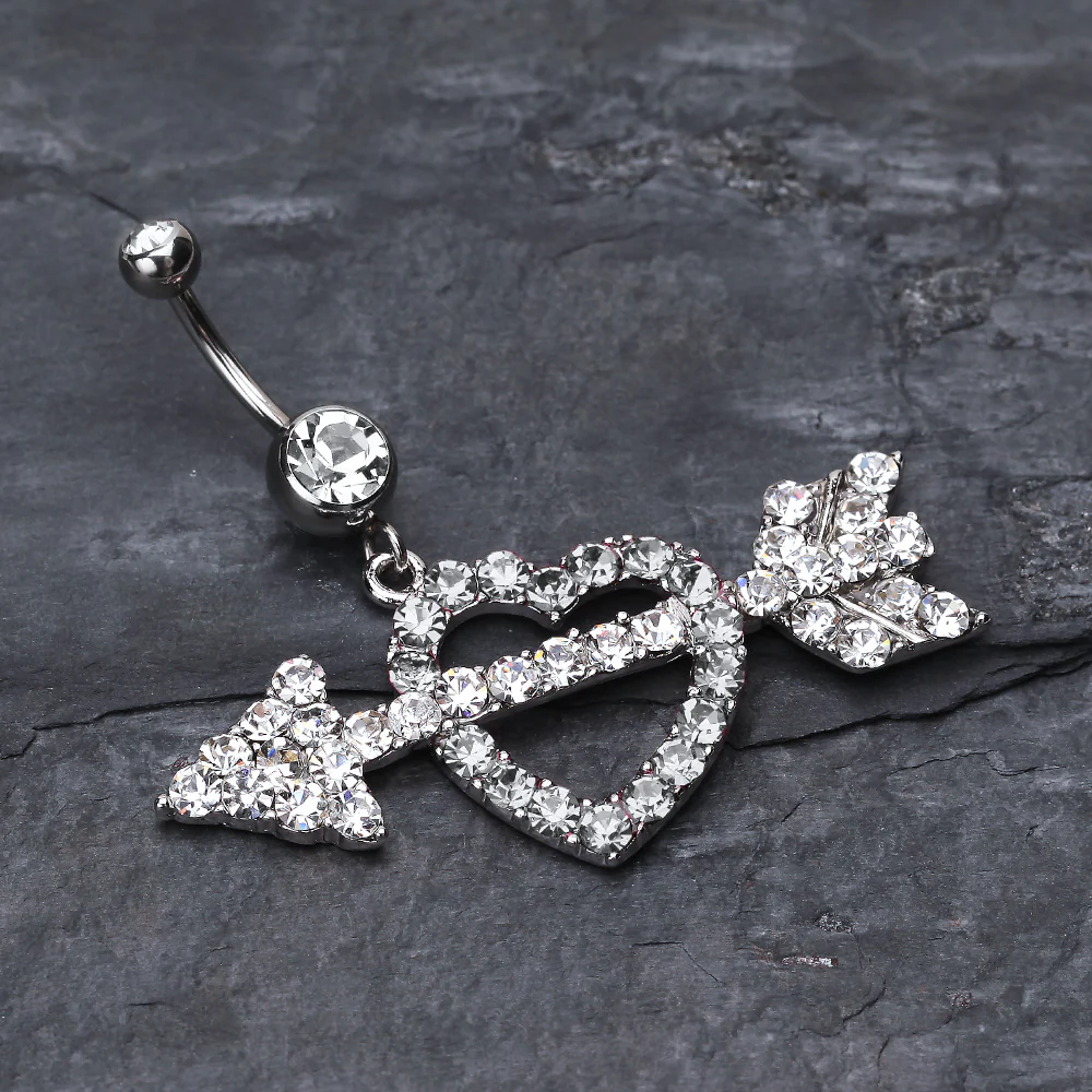 Jeweled Heart Arrow Belly Ring - Image 3