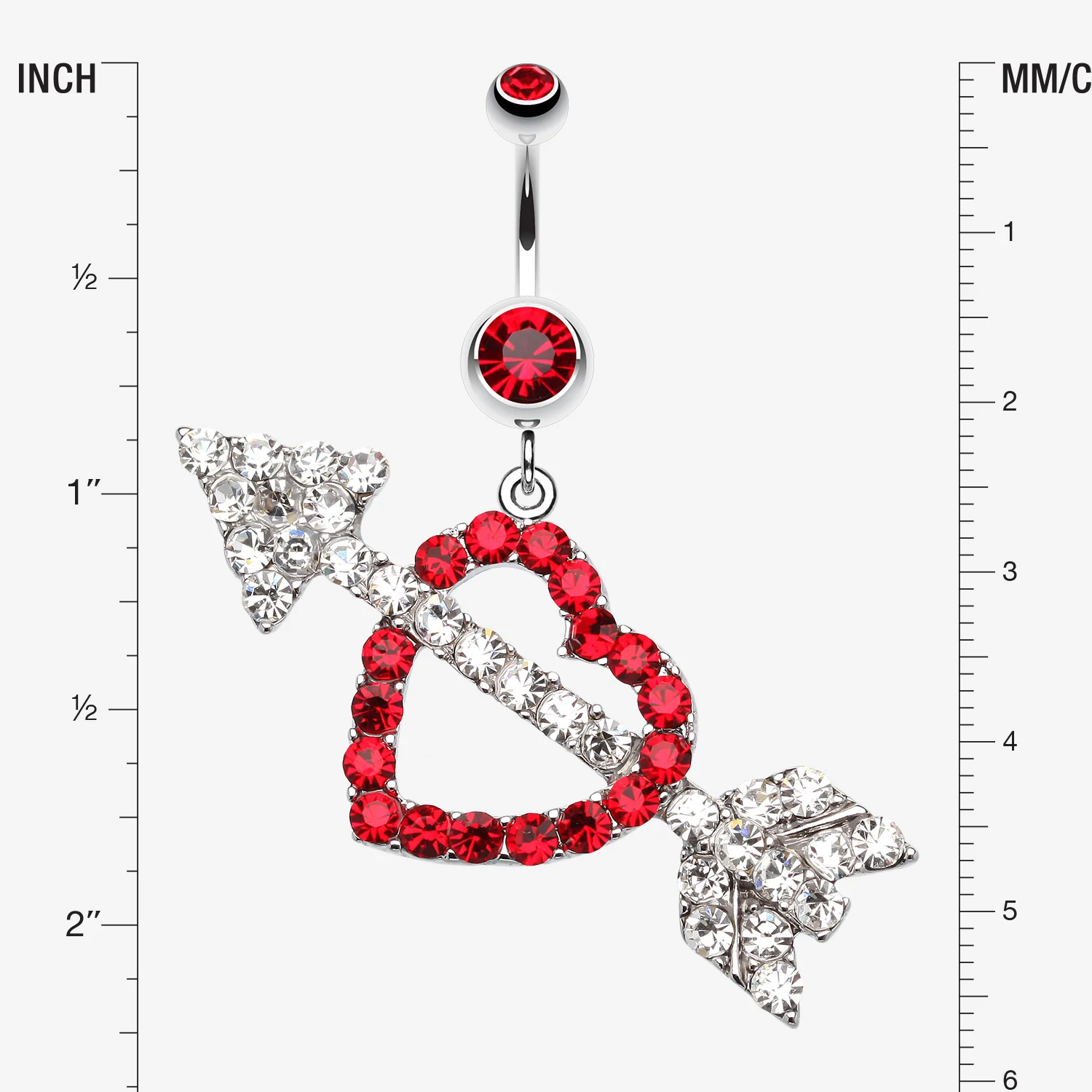 Jeweled Heart Arrow Belly Ring - Image 2
