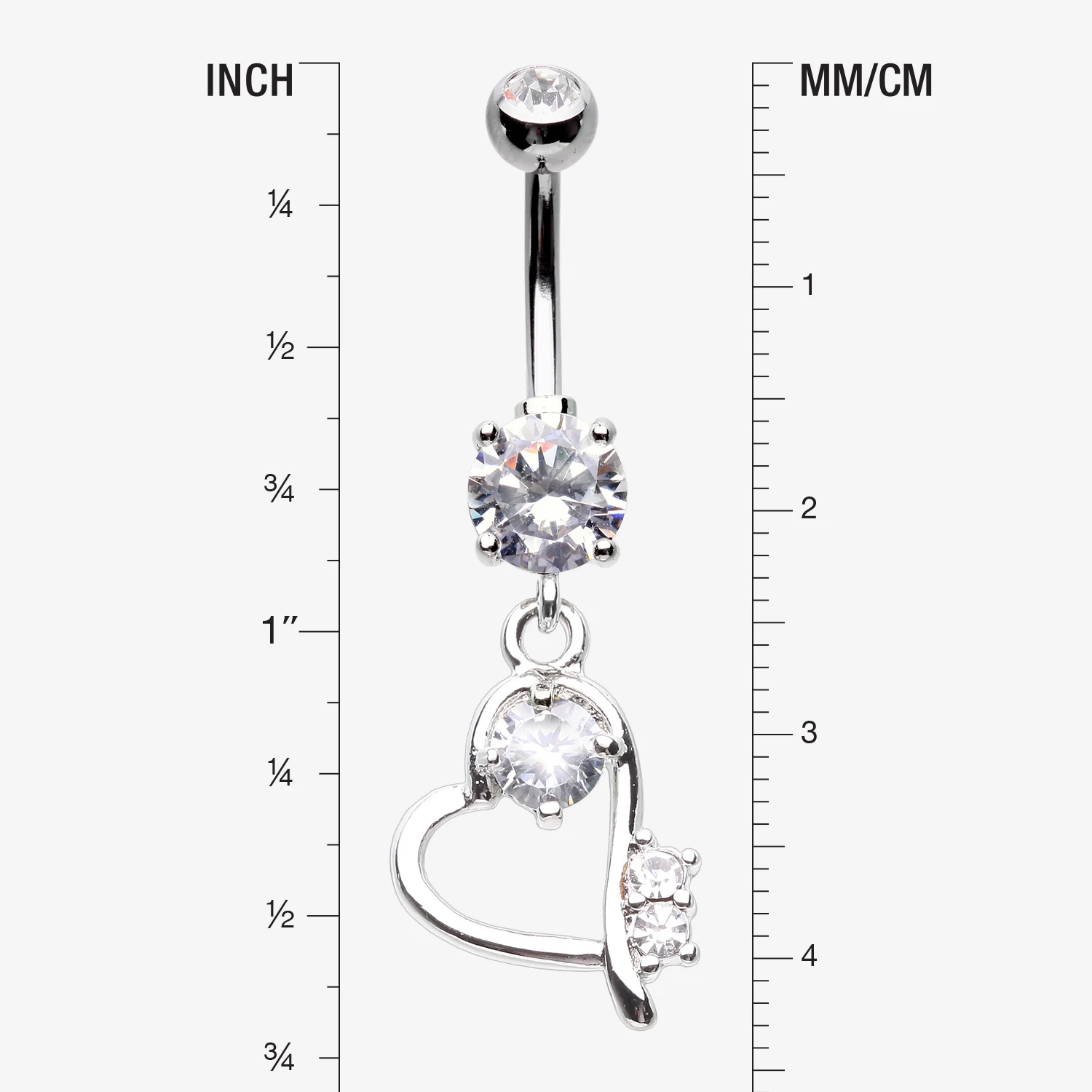 Journey Heart Curvature Sparkles Belly Button Ring - Image 2
