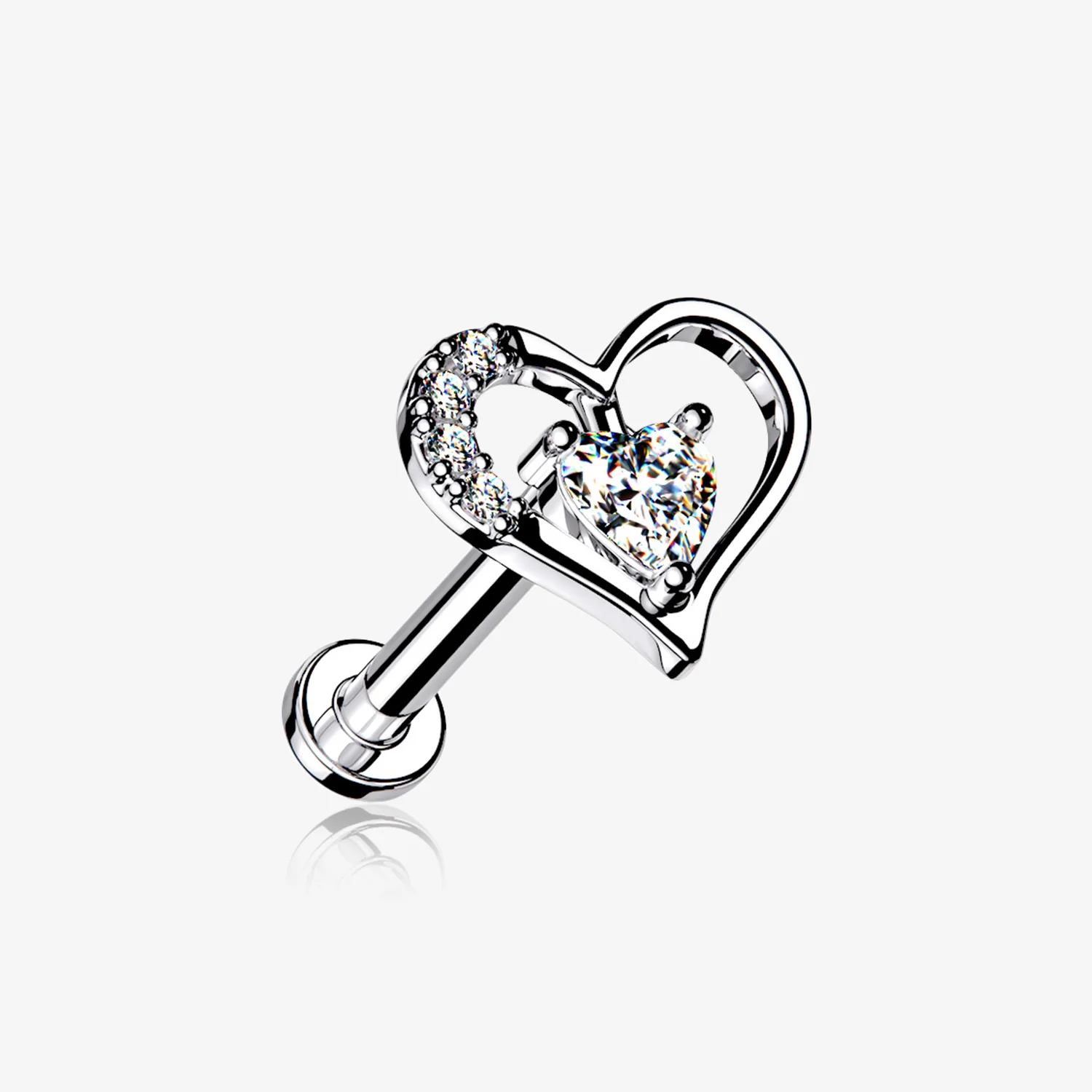 Journey Heart Solitaire Sparkle Internally Threaded Labret
