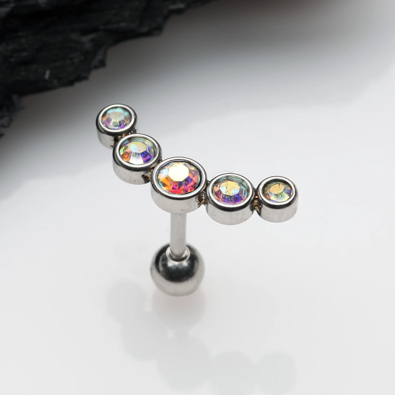 Journey Sparkle Curve Cartilage Tragus Barbell Earring - Image 2