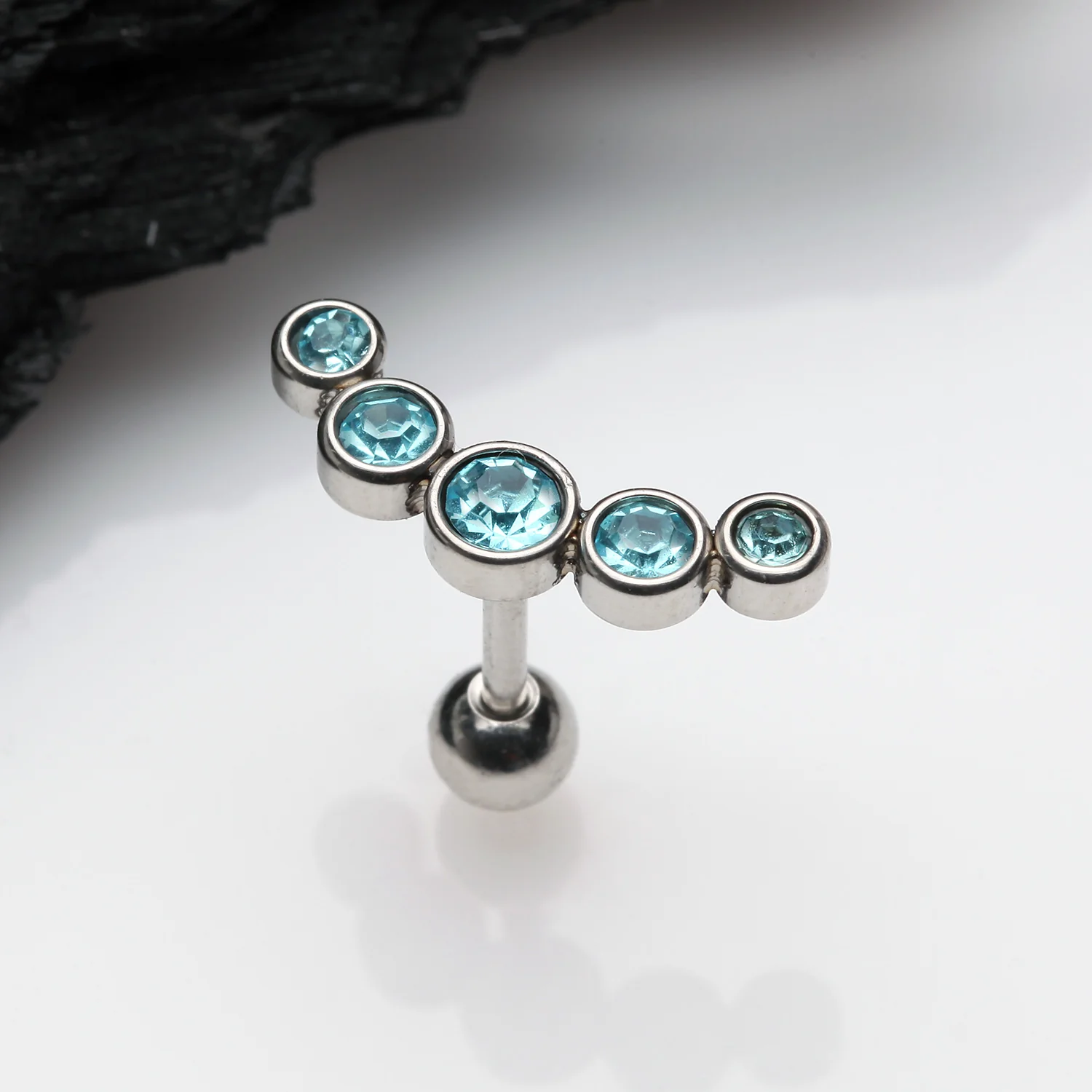 Journey Sparkle Curve Cartilage Tragus Barbell Earring - Image 2