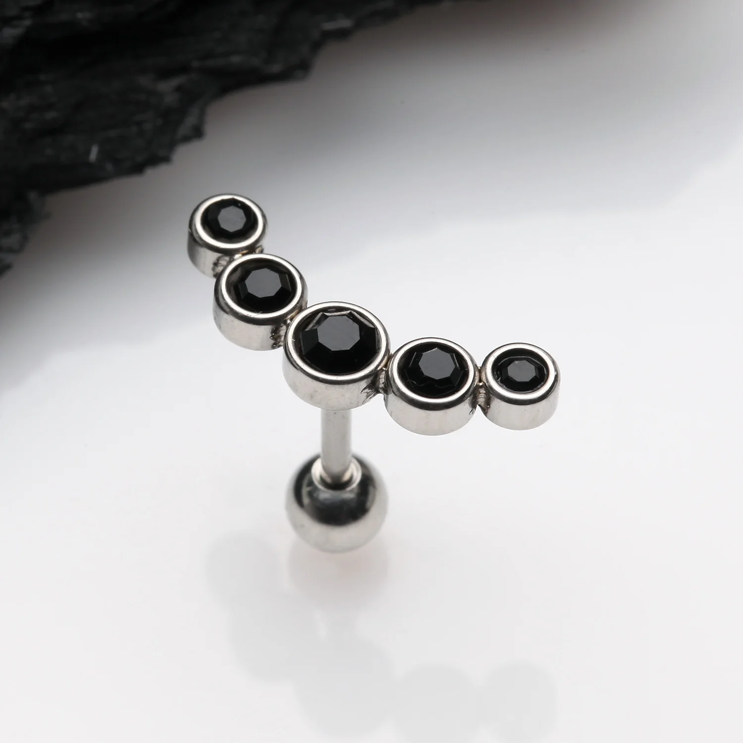 Journey Sparkle Curve Cartilage Tragus Barbell Earring - Image 2