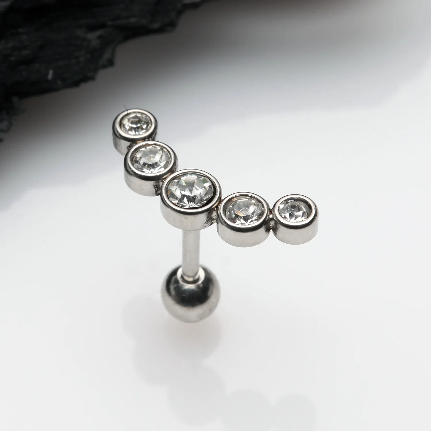 Journey Sparkle Curve Cartilage Tragus Barbell Earring - Image 2
