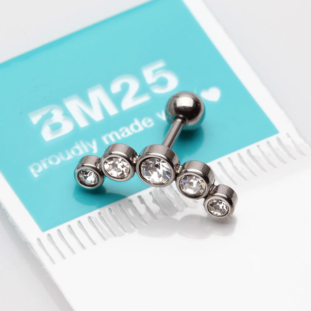 Journey Sparkle Curve Cartilage Tragus Barbell Earring - Image 3