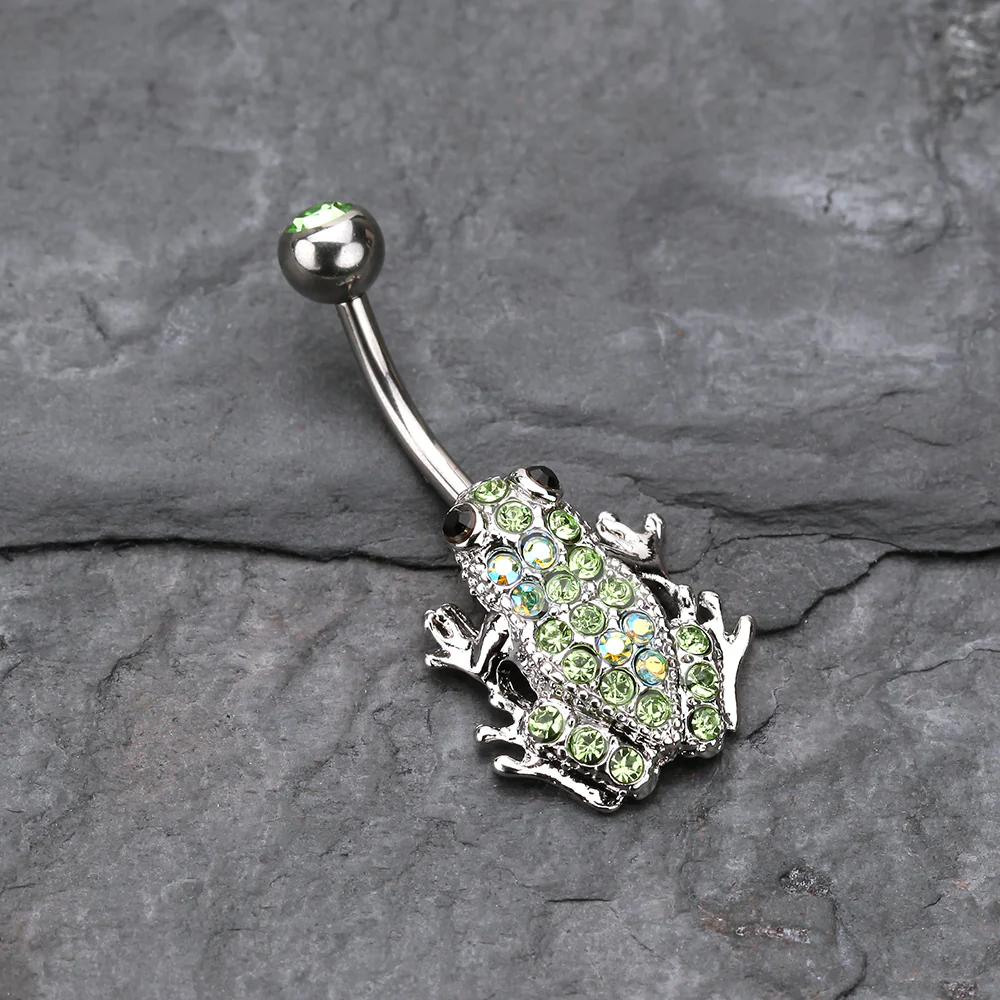 Jumping Frog Multi-Gem Belly Button Ring - Image 3