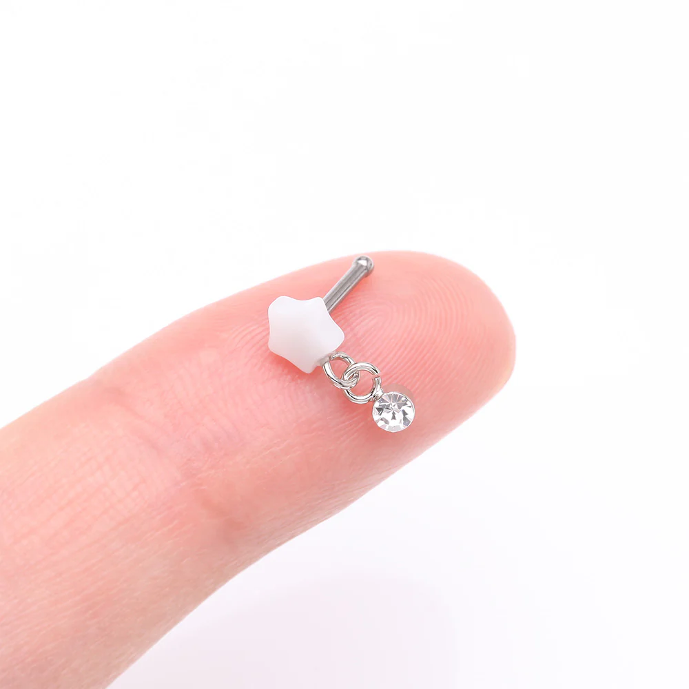 Kawaii Pop Fluffy Star Dangle Sparkle Nose Stud Ring - Image 3