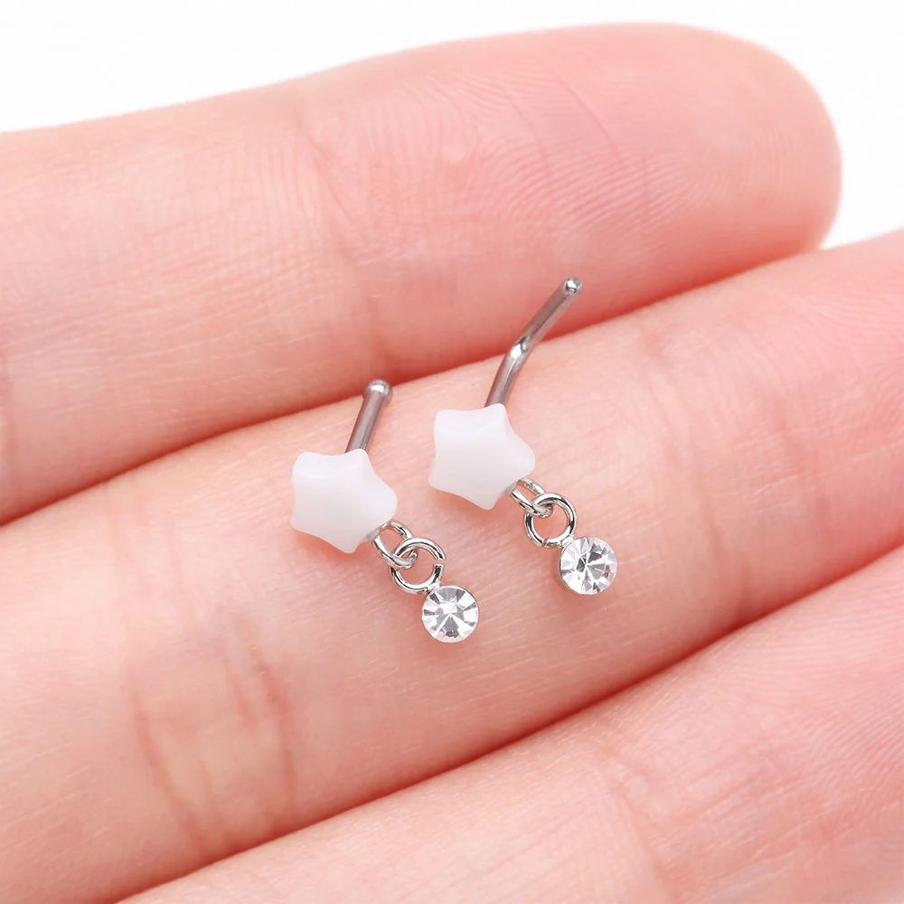 Kawaii Pop Fluffy Star Dangle Sparkle Nose Stud Ring - Image 4