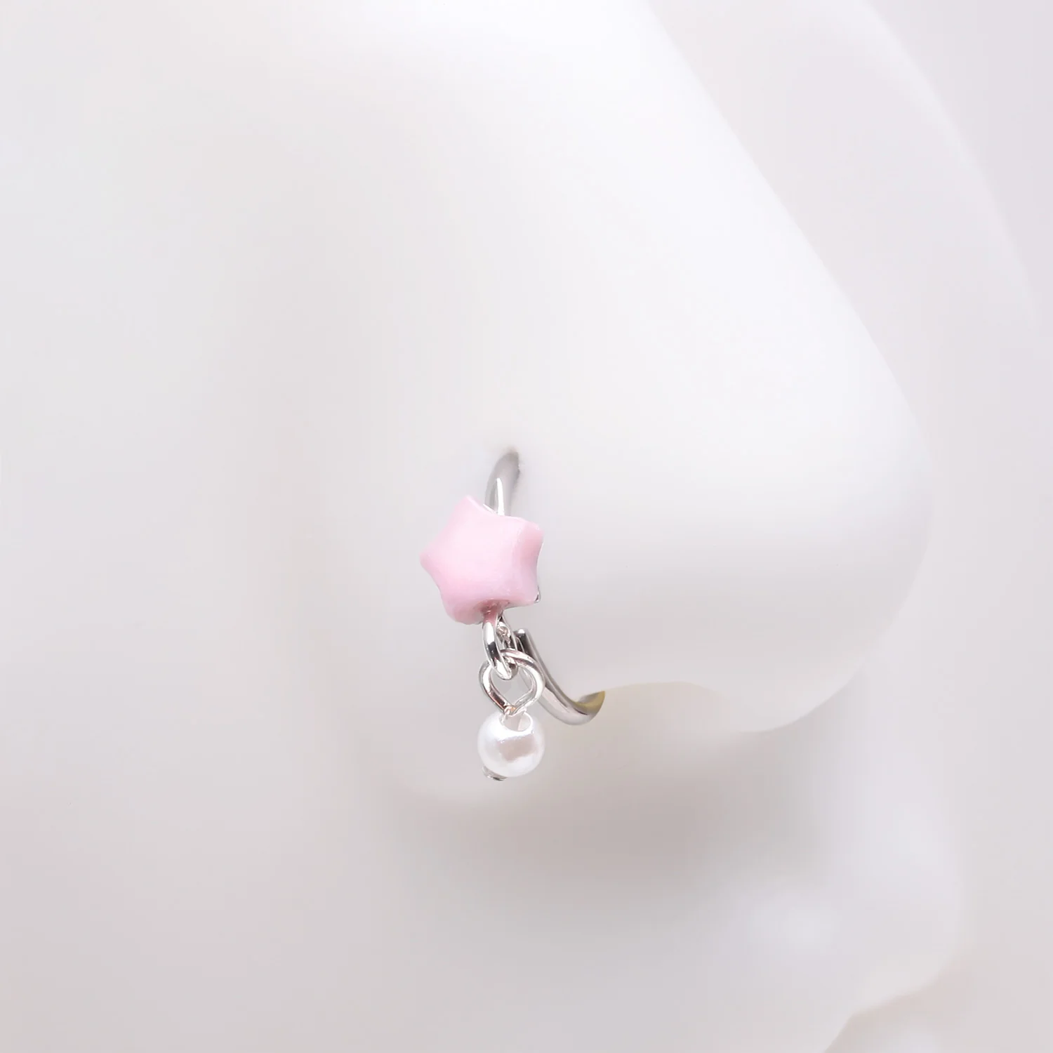 Kawaii Pop Fluffy Star Pearlescent Dangle Bendable Hoop Ring - Image 2