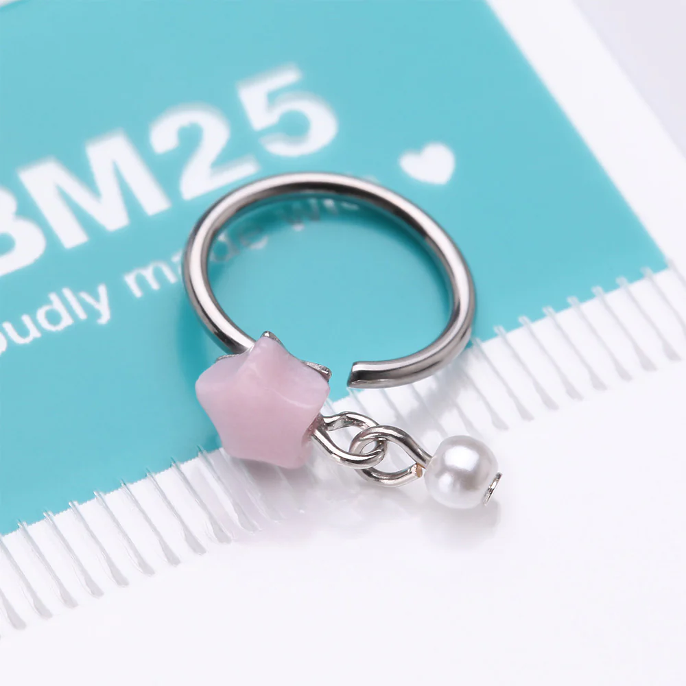 Kawaii Pop Fluffy Star Pearlescent Dangle Bendable Hoop Ring - Image 4