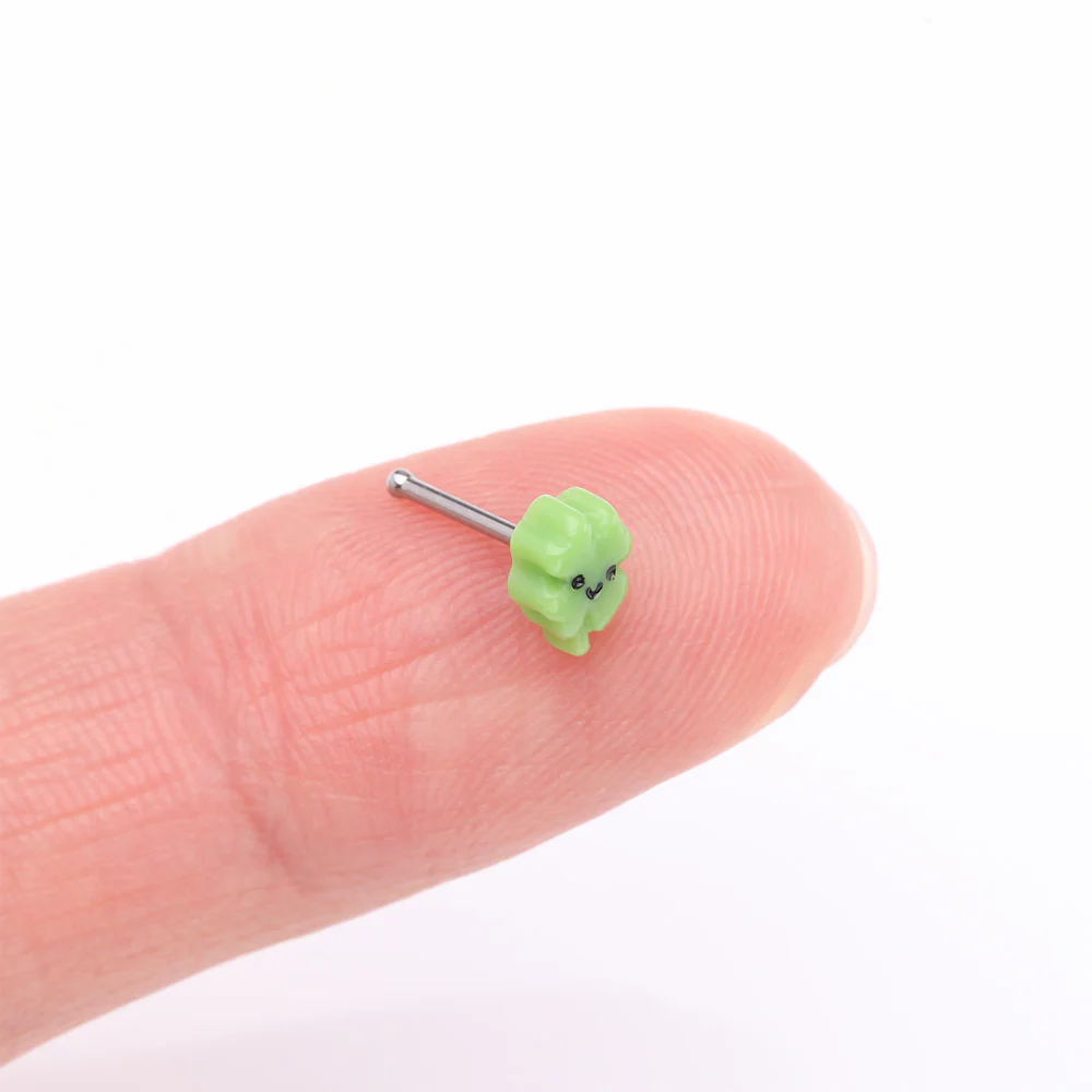 Kawaii Pop Lucky Shamrock Clover Nose Stud Ring - Image 3