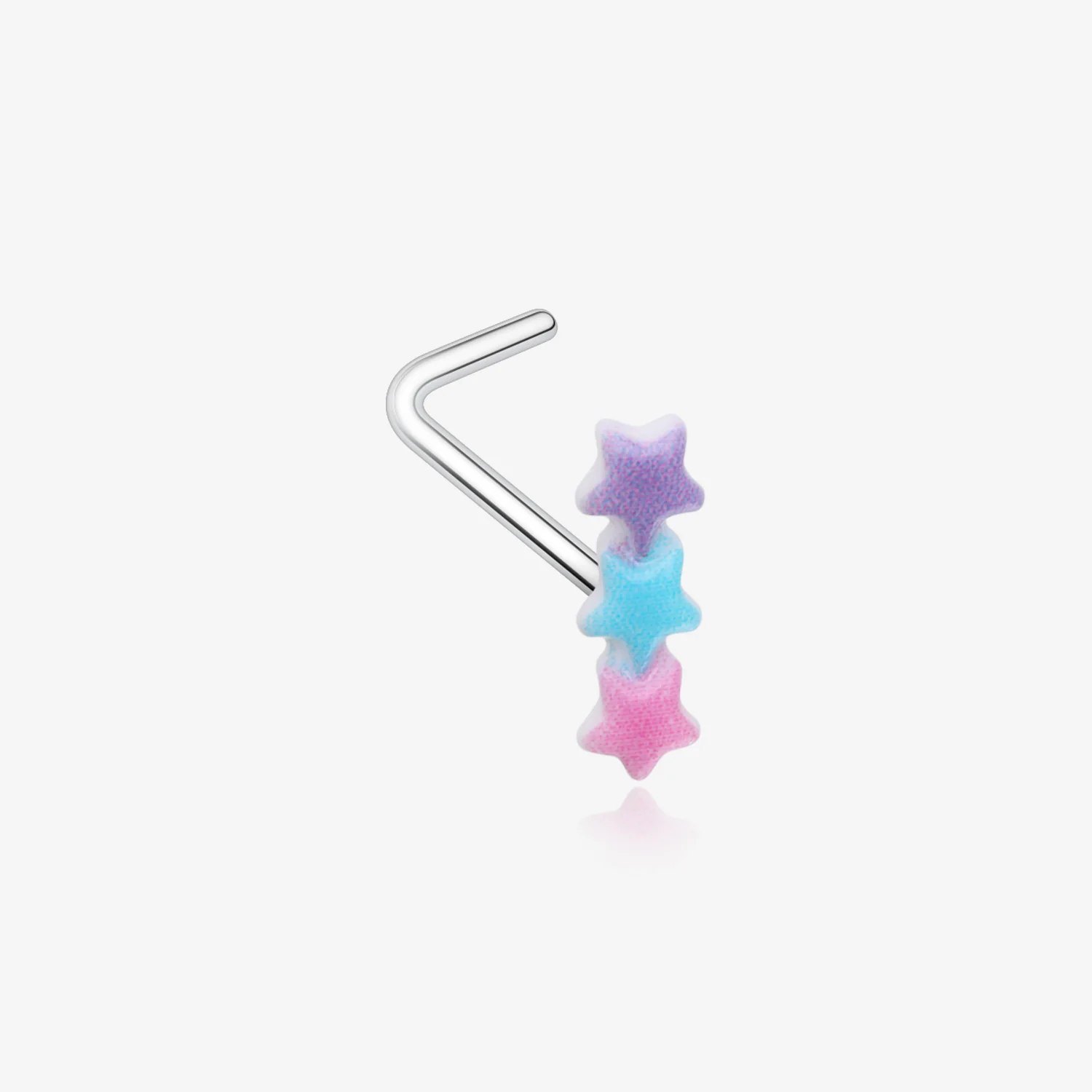 Kawaii Pop Pastel Assorted Star Trio L-Shaped Nose Ring