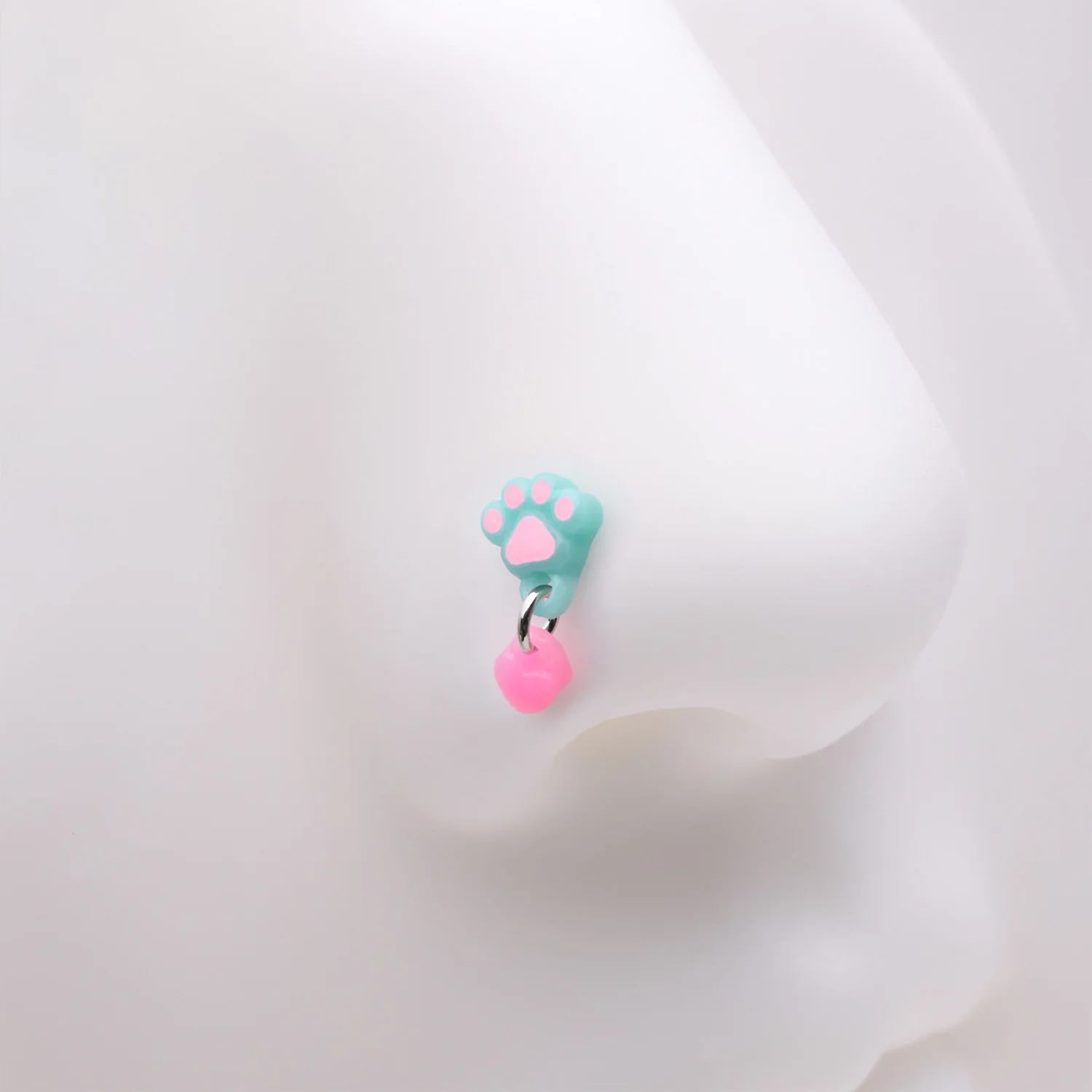 Kawaii Pop Paw Heart Dangle Nose Stud Ring - Image 2