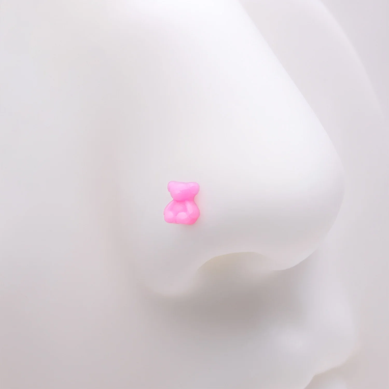 Kawaii Pop Pink Teddy Bear Nose Stud Ring - Image 2