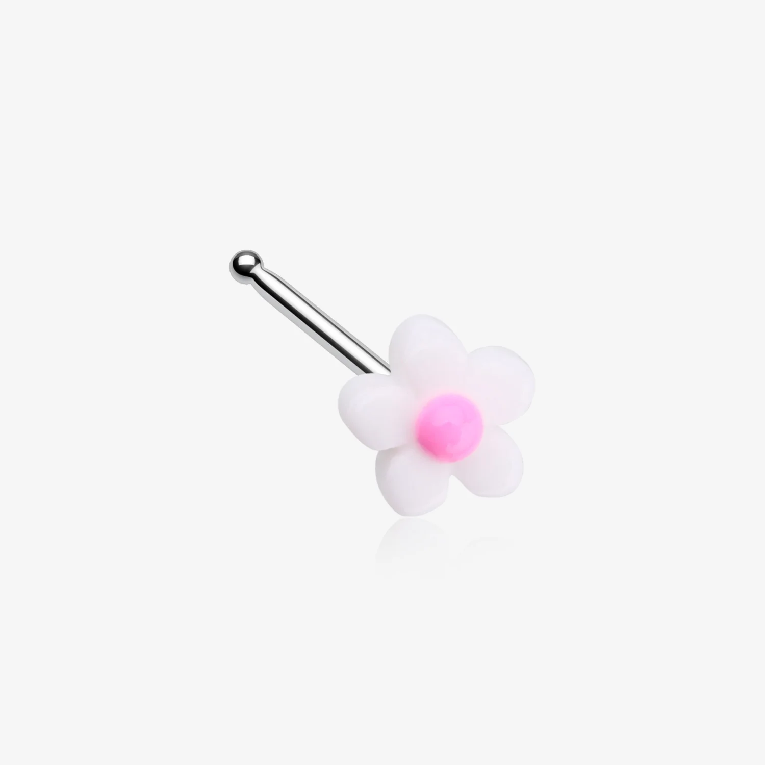 Kawaii Pop White Pink Flower Nose Stud Ring