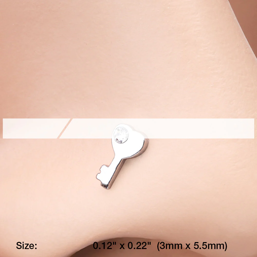 Key to My Heart Sparkle Nose Stud Ring - Image 3