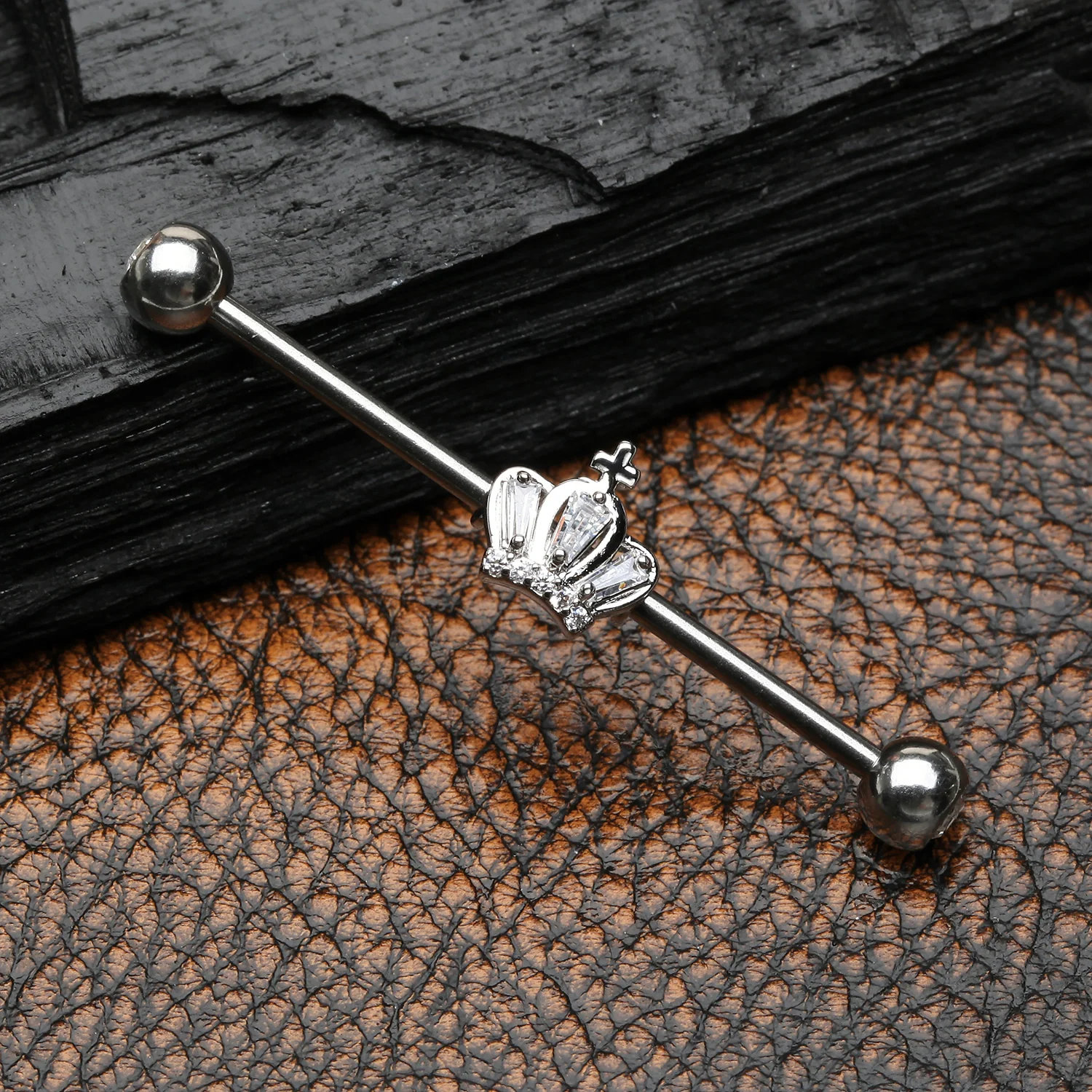 Knight Triumph Crown Sparkle Industrial Barbell* - Image 2
