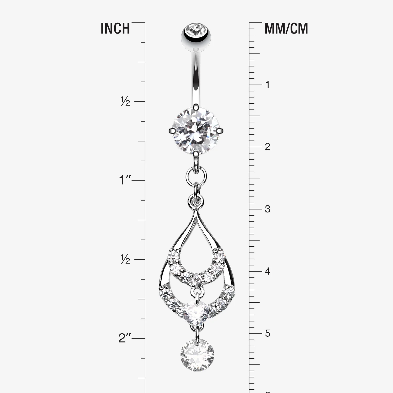 Layered Teardrop Sparkle Belly Ring - Image 2