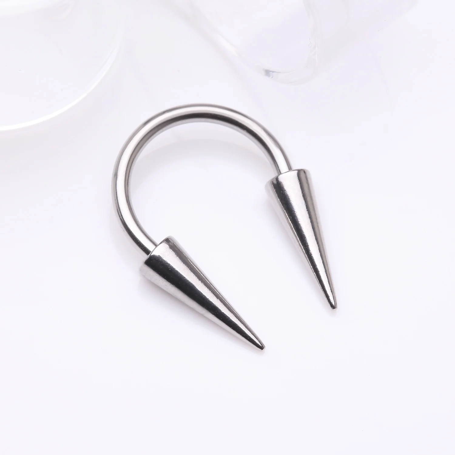 Long Spikes Steel Horseshoe Circular Barbell - Image 2