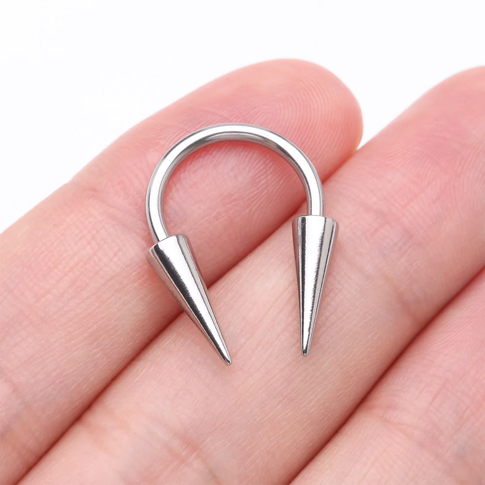 Long Spikes Steel Horseshoe Circular Barbell - Image 3