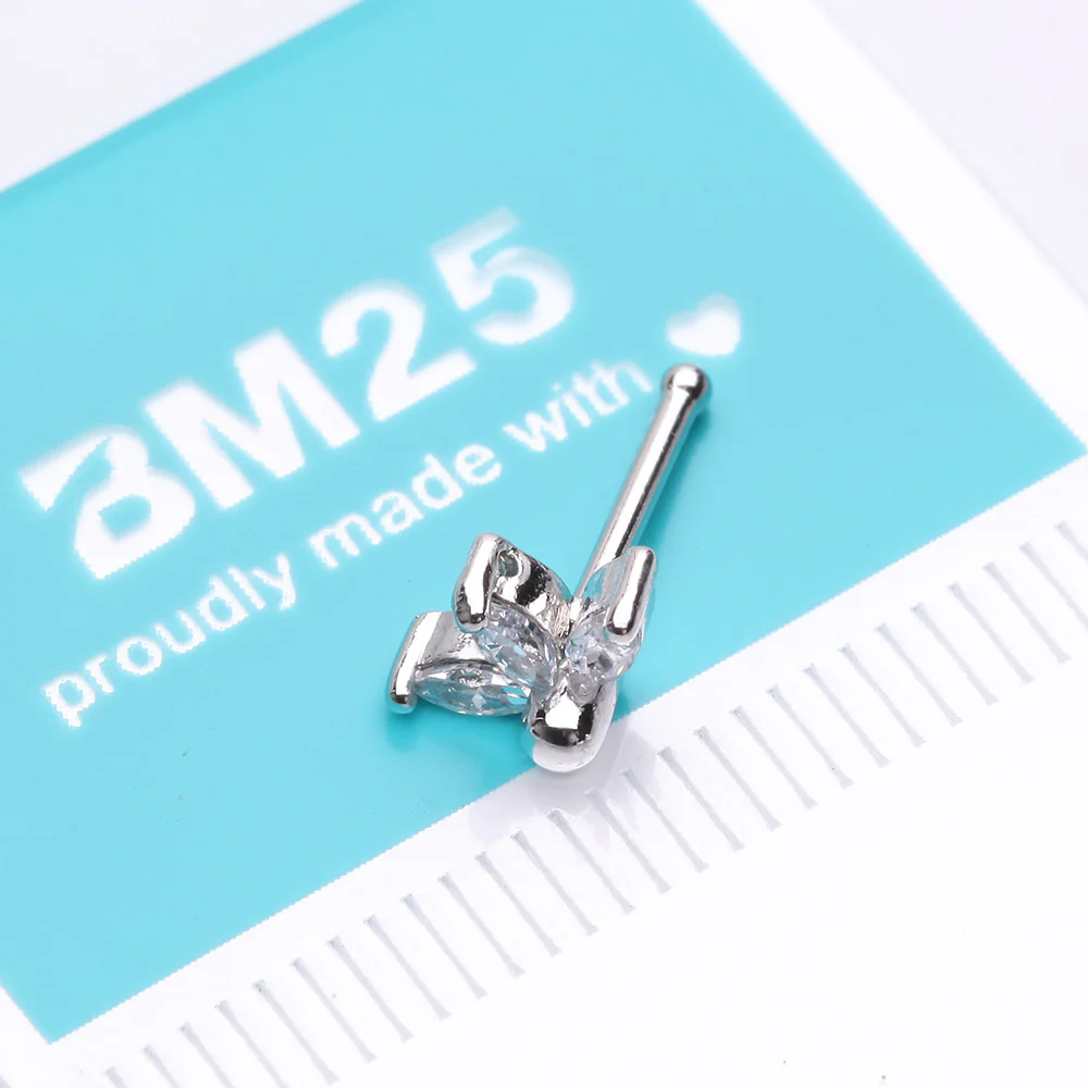 Lotus Marquise Flower Sparkle Multi-Gem Nose Stud Ring - Image 3