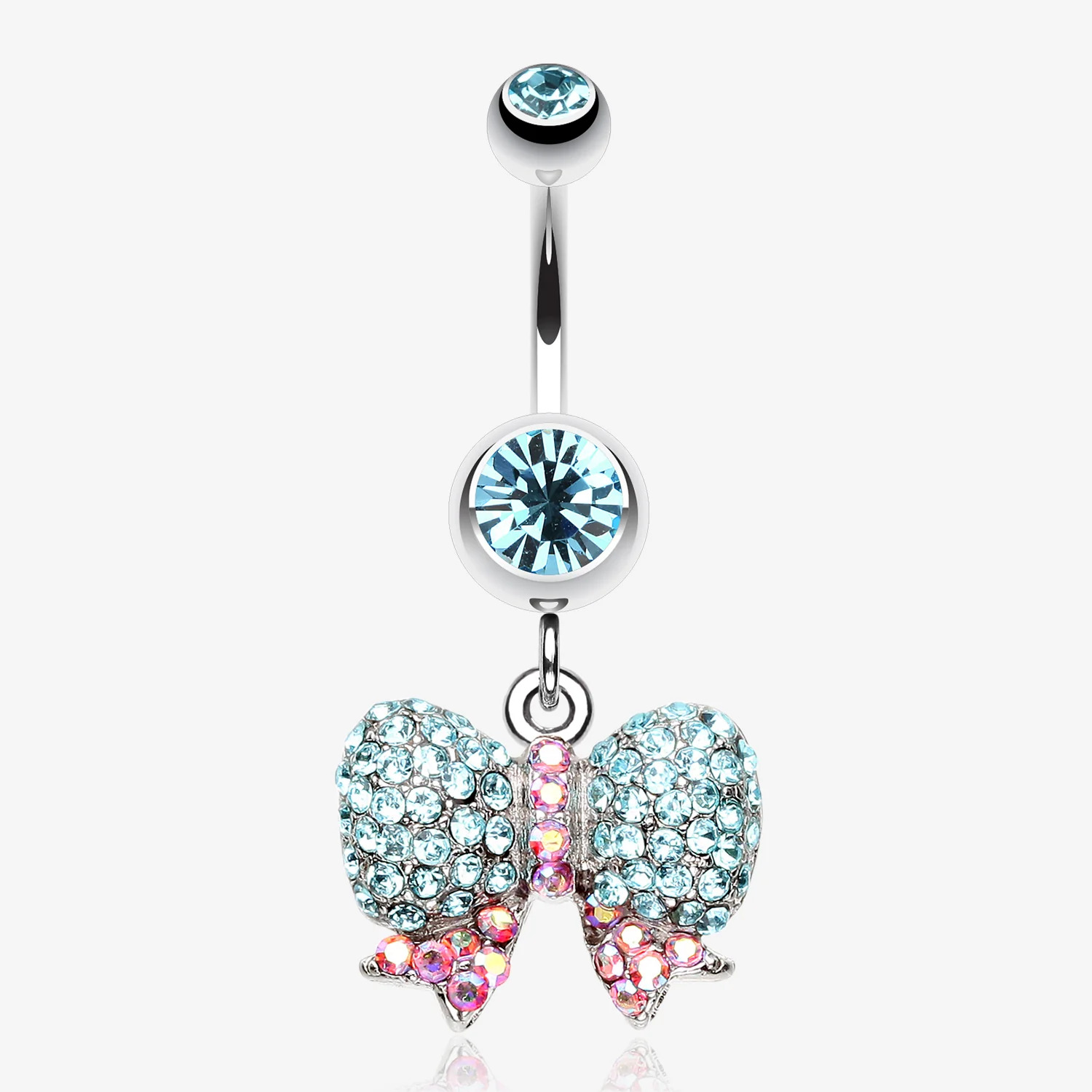 Lovely Sparkle Bow-Tie Belly Button Ring