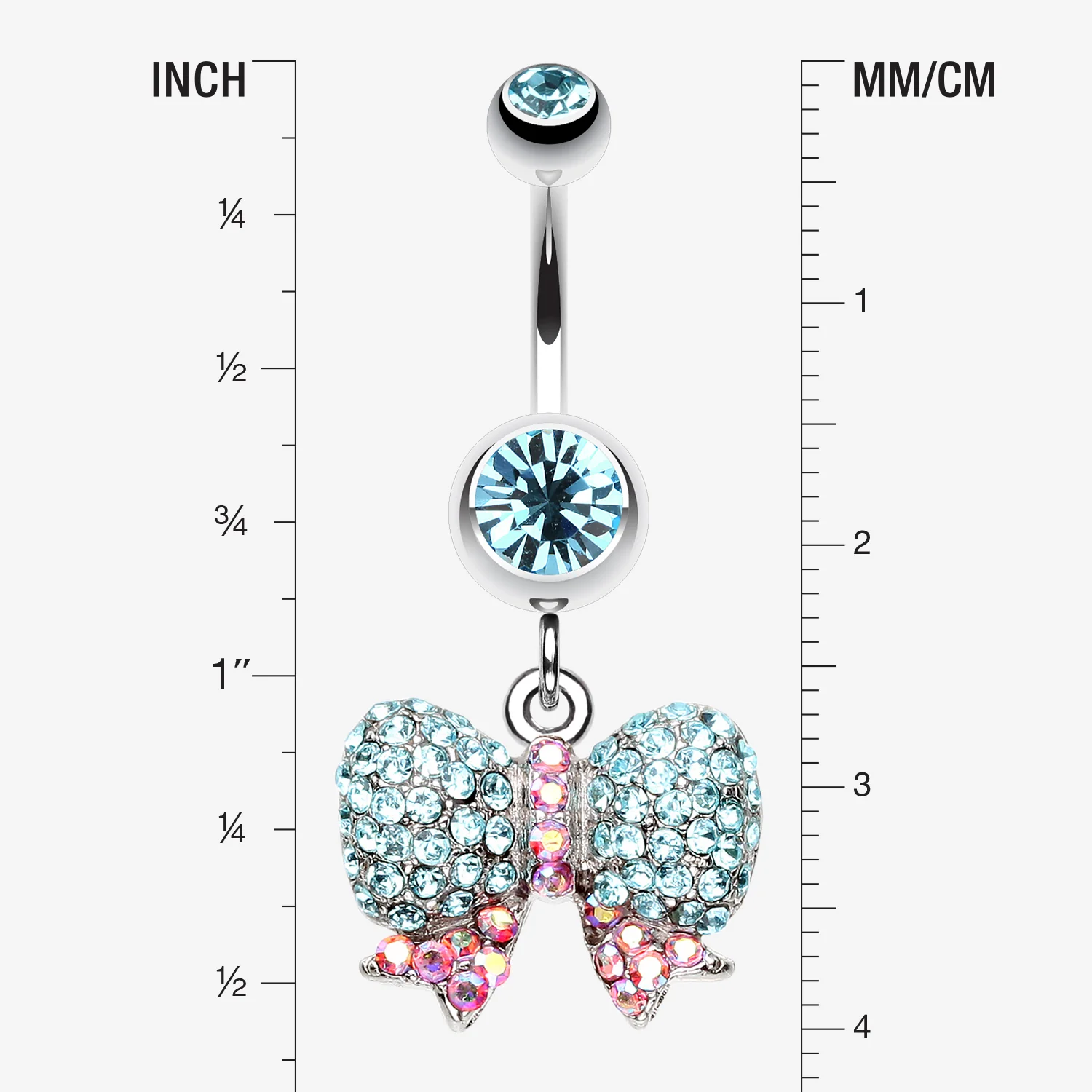 Lovely Sparkle Bow-Tie Belly Button Ring - Image 2