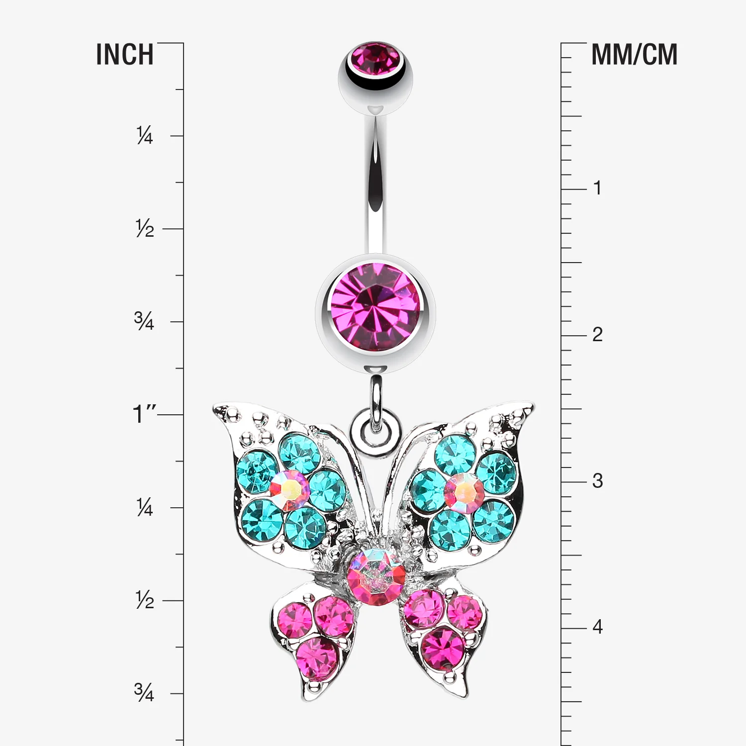 Luminous Butterfly Glam Belly Button Ring - Image 2